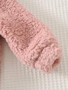 Cozy Pixies Baby Girl Cartoon Rabbit Applique Thermal Lined Hooded Long Sleeve Pullover Sweatshirt - Pink - View 5