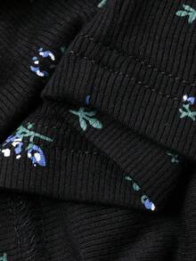 Dazy Plus 2 件大码女式碎花吊带背心和开衫套装，春秋 - 黑色 - 查看 3