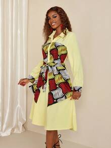 Eryvara 女士时尚非洲印花拼布面料短裙 - 彩色 - 查看 5