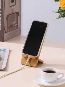 1/2 件装现代简约木质手机支架 - 符合人体工学，适合懒散人士，预留充电口，可拆卸设计，轻巧便携，节省空间，兼容 、桌面办公平板电脑，稳固便携，生日、家人、朋友礼物，手机支架，手机配件 - 原竹色 - 查看 15