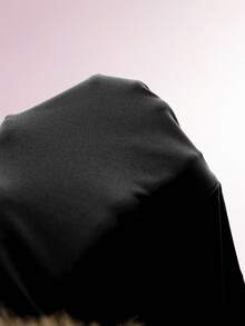 Amplova 毛领拼接深V领长袖紧身连体裤