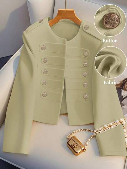 GlowEve CURVE Chaqueta corta blanca elegante para mujer de talla grande