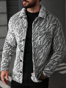 Manfinity Roughcore 男士加大码抓绒成熟休闲INS热销外套。适合日常穿着，男士外套，适合圣诞节、新年假期、派对、晚宴、秋冬季。男士都市保暖格子长袖美式外套，送给朋友、丈夫、男友的礼物。男士抽象印花长袖休闲图案外套。 - 彩色 - 查看 7