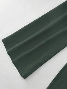 Franclia 2件套女士休闲白衬衫和黑色连体裤套装 - 墨綠色 - 查看 6