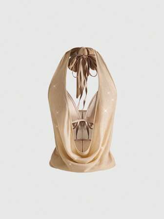 Débardeur pour femme avec décolleté drapé et dos nu pour soirée