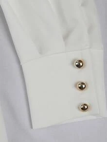 Franclia Váy xòe tay bồng cổ thuyền dệt cỡ lớn, eo bó, thu/đông - trắng - Xem 5