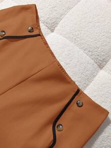 GlowEve CURVE Plus Size Women Casual Contrast Trim Straight Leg Pants - Brown - View 3