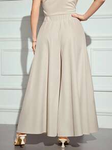 Modelyn Plus Size Solid Color Casual Pants - Apricot - View 6