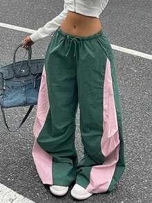 Coolane 女士春夏演唱会街头服饰外出撞色降落伞裤 - 彩色 - 查看 3