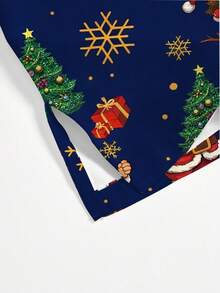 PopScrub Women's Christmas Tree & Santa Claus Print V-Neck Short Sleeve Scrub Uniform Top - Multicolor - View 4