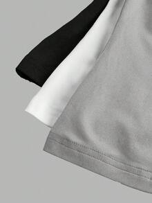 SHEIN EZwear Bộ 3 áo thun bodycon cổ tròn tay dài thường ngày cho nữ - Nhiều màu - Xem 7