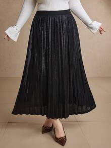 Dazy Plus Váy dài chữ A cạp chun cỡ lớn cho nữ, thích hợp cho tiệc tùng và dạ tiệc - màu đen - Xem 4