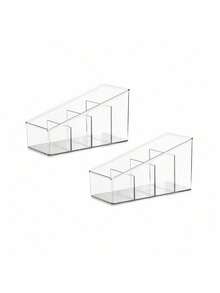 1-Piece Tea Bag Storage Box, Tea Bag Storage Box, Transparent Storage Rack, Tea Bag Storage Box, Sugar Bag, Coffee Bag, Spice Bag, Multi-Functional Plastic Storage Box, 2-Compartment Desktop Storage Box, Cabinet, Countertop, Food Storage Room Storage Box - Clear - View 6
