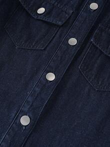 GlowEve Women's Casual Denim Dress With Long Sleeve, Single-Breasted Pocket, Autumn Long Sleeve Denim Dress Women's Denim Dresses Shirt Dresses Curve Denim Dress Denim Dress For Curv Woman - Blue - View 5