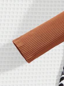 Firerie Kids Firerie Kids 青少年女孩休闲针织纯色拼布碎花圆领长袖连衣裙 - 彩色 - 查看 6