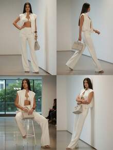 Conjunto de Mujer con Saco y Pantalón, Traje de Dos Piezas Elegante y Sofisticado, Ideal para Oficina, Eventos o Reuniones Formales. - Blanco - Ver 2