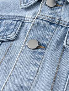 Tween Boy Enfärgad Knapp Framficka Långärmad Jeansjacka Och Kappa