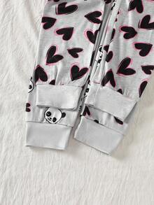 4pcs Girls Panda & Heart Print Long Sleeve Top And Leggings Set, Comfortable Casual Loungewear For Spring/Autumn - Multicolor - View 7