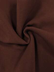 Elenzga Plus Size Women Oblique Collar Open Slit Back Tie Shirt - Brown - View 3