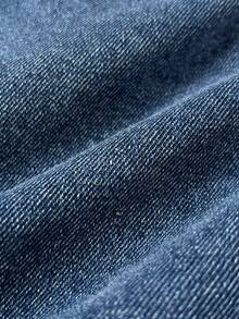 Elamini 女士时尚通勤牛仔上衣（配腰带）秋季 - 中等水洗藍 - 查看 3