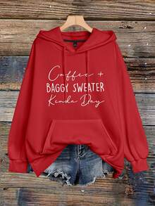 EMERY ROSE Bluza damska z kapturem i nadrukiem w dużych rozmiarach, z nadrukiem i sznurkiem, gorąco sprzedawana