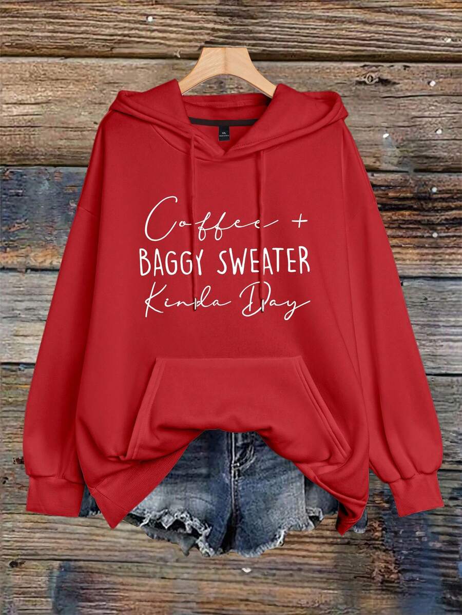 EMERY ROSE Bluza damska z kapturem i nadrukiem w dużych rozmiarach, z nadrukiem i sznurkiem, gorąco sprzedawana