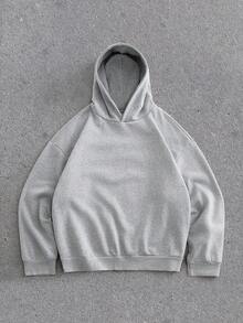 EASEVO Große Größen Lässiger, vielseitiger grauer Kapuzenpullover für Herren, Langarm-Oberteil - Grau - Übersicht 1