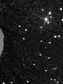 Siren Gaze Women's Sequin Decor Off Shoulder Flare Sleeve Bodycon Dress Winter Luxury Chic Black,Dresses For Women Elegant,New Year Dress ,Elegant Party Dresses Glitter Spring