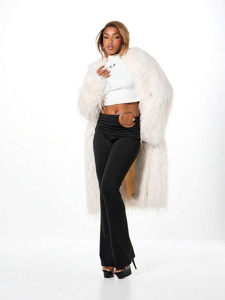 SUMWON WOMEN Jersey Flare Pants With Metal Ring