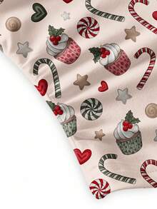 Y2Kool Amafemora 裸色与红色撞色圣诞星、爱心、纸杯蛋糕、拐杖糖、饼干印花Y2K街头风两件套蕾丝拼接套装，适合秋冬季、居家聚会、节日、圣诞节、日常穿着。可爱两件套，樱桃图案女装，可爱套装，女士可爱两件套。 - 彩色 - 查看 6