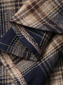 DAZY 少女格纹印花纽扣前开襟宽松长袖衬衫