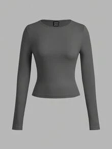 SHEIN EZwear 3 件套女士休闲宽领紧身长袖 T 恤套装，秋冬 - 彩色 - 查看 5