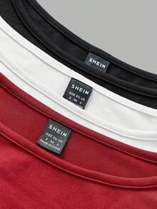 SHEIN EZwear 3 件套女士休闲宽领紧身长袖 T 恤套装，秋冬 - 彩色 - 查看 8