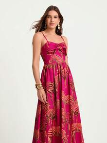 CAJUNI 女士斑马纹前结优雅吊带裙 - 彩色 - 查看 4