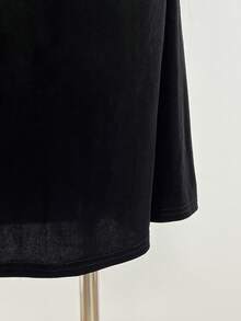 Elamini 女士黑色天鹅绒和网眼面料中式领侧开衩珍珠纽扣褶腰鱼尾长袖超长连衣裙，优雅的中国复古风格，适合派对、通勤、约会，百搭秋冬 - 黑色 - 查看 5