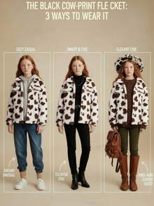 Tween Girl Plush Collar Waist Casual Versatile Jacket, Autumn/Winter Fall - Multicolor - View 6