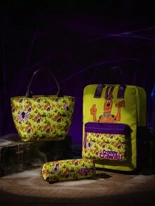 SCOOBY-DOO X SHEIN 女士卡通图案时尚浅绿色组合包 - 綠色 - 查看 1