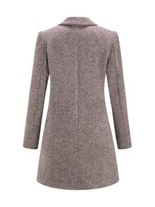 Ellevyn 女式人字形翻领长袖双排扣休闲大衣，秋冬 - 彩色 - 查看 2