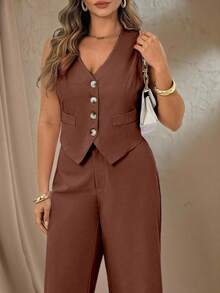 Roveilla Plus Size Suit Sets Brown 2 Piece Set Short Jumpsuits For Woman Brown Jumpsuit Women Swing Suit Women Rompers For Women Elegant