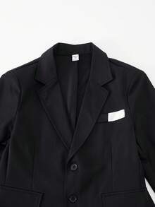 SHEIN 3pcs Teen Boy Gentleman High-End Elegant Fashion Handsome Stage Performance Host Outfit Set. Suit Jacket + Fitted Vest + Casual Pants