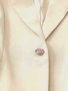 Franclia 女式卡其色修身西装外套，高端通勤都市套装，秋冬 - 杏色 - 查看 3