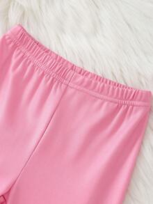 少女可爱甜甜圈印花粉色长袖和裤子睡衣套装 - 粉色 - 查看 3