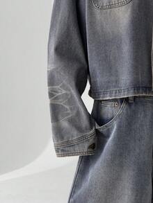 ESTAVOR Men's Casual Retro Denim Jacket, Autumn - Light Wash - View 6