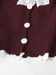 Franclia 时尚博主风系带宽松针织开衫，别致欧式风情 - 紫紅色 - 查看 5