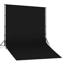 10x10ft High Density Polyester Photo Backdrop, Solid Black Photography Cloth, Wrinkle Resistant, Washable, Seamless Backdrop Suitable For Portrait Shooting, Video Studio, Party - Background Only - Black - View 1
