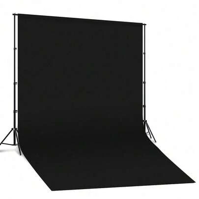 10x10ft High Density Polyester Photo Backdrop, Solid Black Photography Cloth, Wrinkle Resistant, Washable, Seamless Backdrop Suitable For Portrait Shooting, Video Studio, Party - Background Only