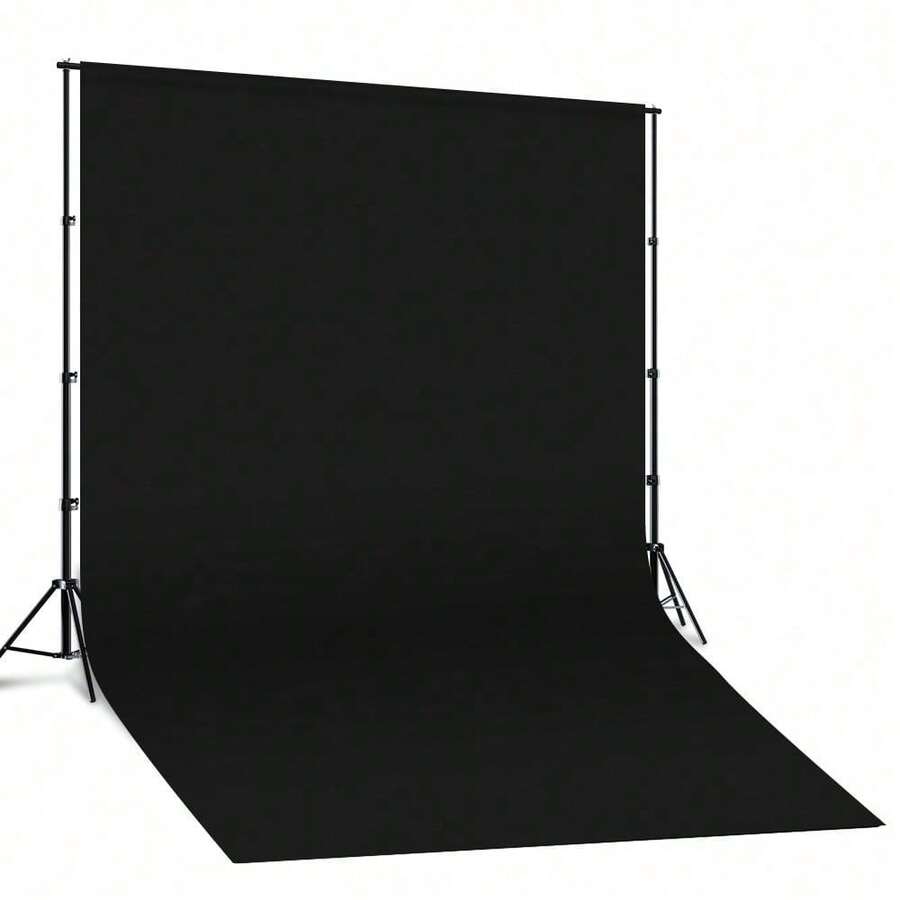 10x10ft High Density Polyester Photo Backdrop, Solid Black Photography Cloth, Wrinkle Resistant, Washable, Seamless Backdrop Suitable For Portrait Shooting, Video Studio, Party - Background Only - Black - View 1