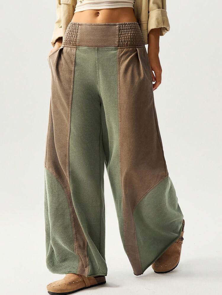 Bohemela 女式休闲针织拼接宽松阔腿裤 - 彩色 - 查看 4