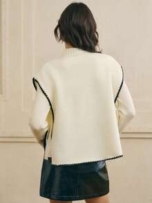 Cévolie 女式休闲花卉图案蝙蝠袖针织上衣，秋冬 - 彩色 - 查看 2