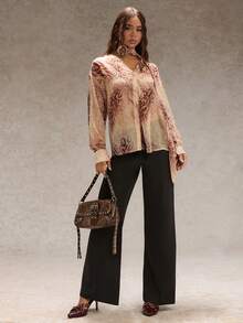 SHEIN Glamour 女式高腰修身针织裤 - 黑色 - 查看 5